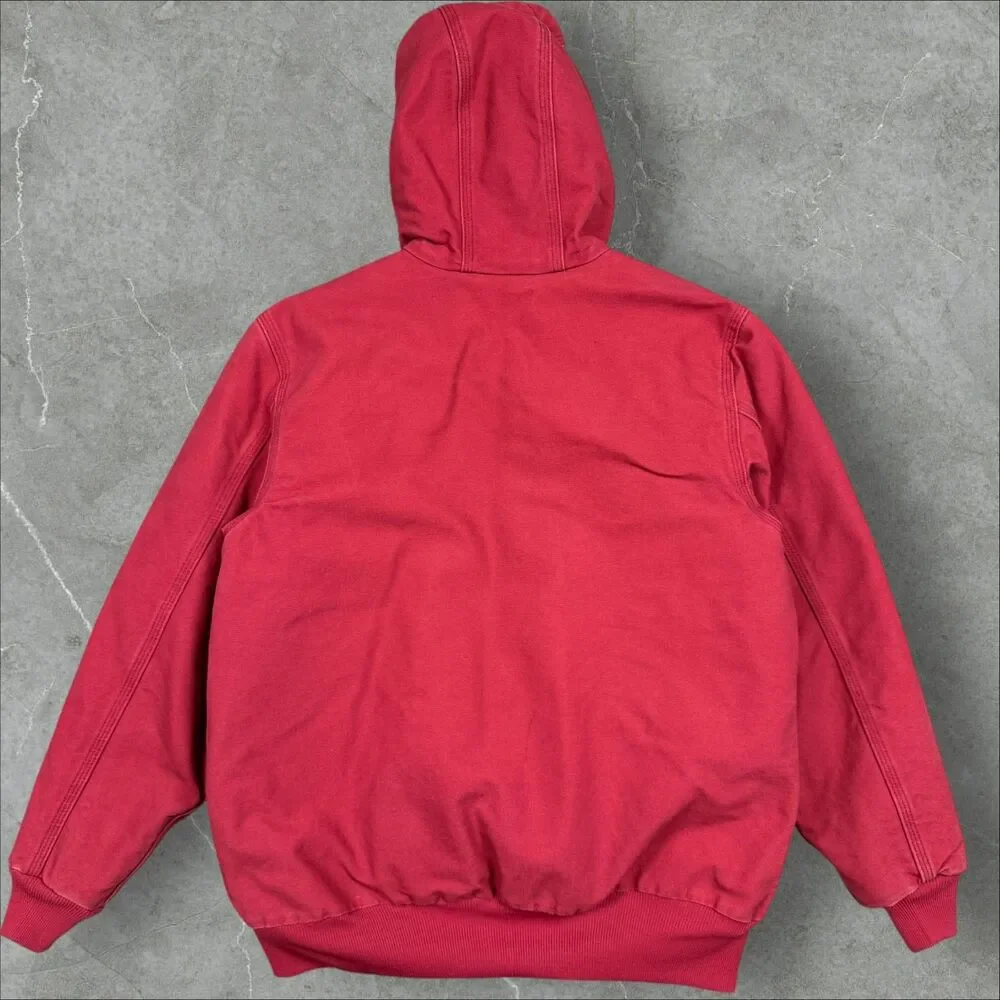 Carhartt WJ130 624 Rare Crab Apple Pink Quilted Hooded Canvas Active Jacket - Lg - Picture 2 of 8